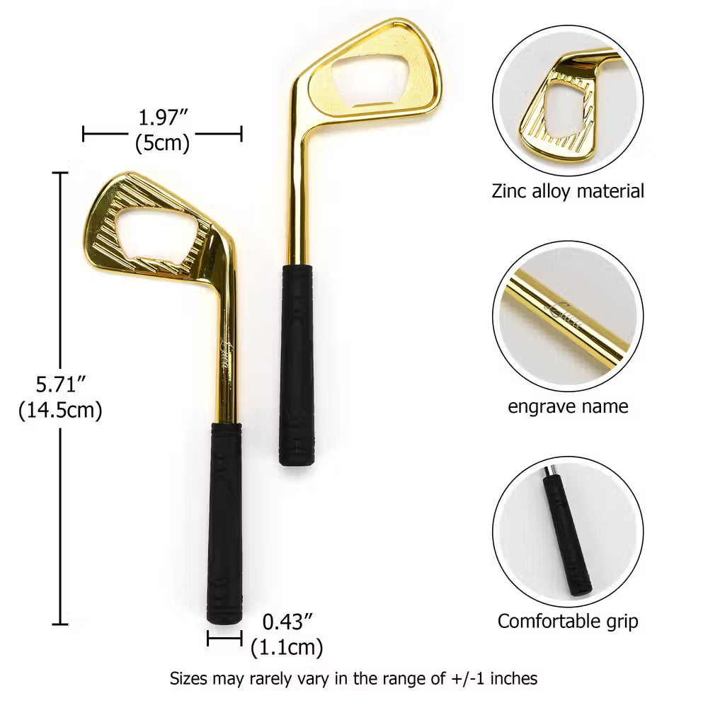 Personalized Golf Club Bottle Opener with Engraved Name Bar Accessory Bachelor Party Birthday Gift for Golf Lovers Drinking Enthusiasts