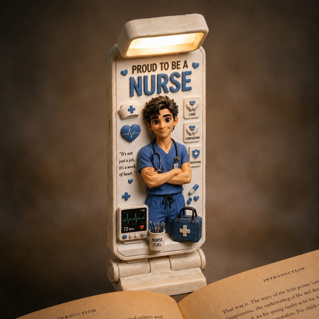 Personalized Nurse Clip LED Reading Lamp With Custom Photo – Just A Girl Who Loves Nursing Custom Name Book Light