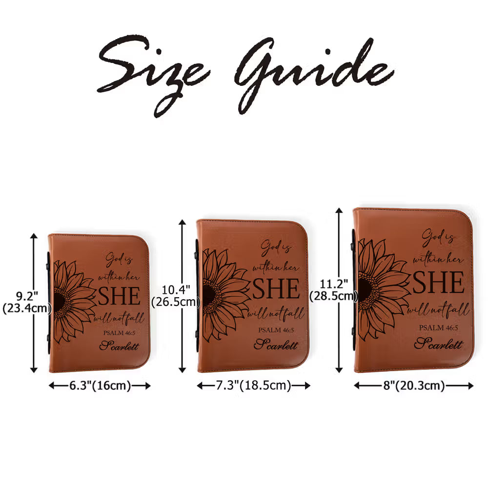 Personalized Sunflower PU Leather Bible Cover with Carry Handle and Name Prayer Baptism Religious Gift for Christians