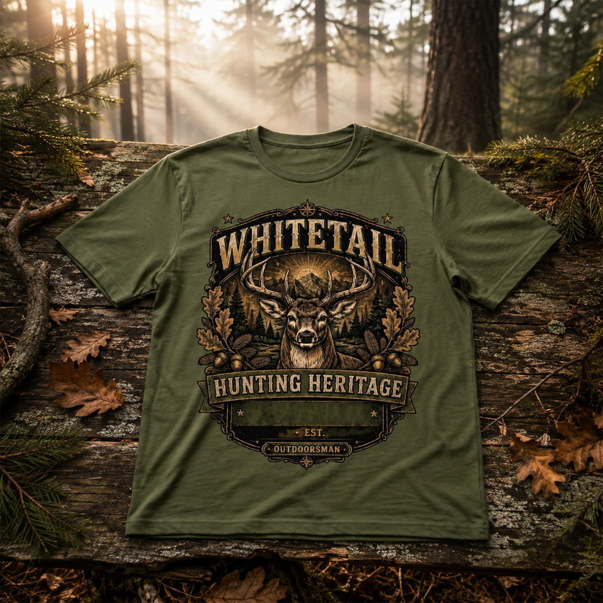 Personalized Whitetail Deer Hunting Shirt, Custom Hunter Name & State T-Shirt, Vintage Outdoorsman Buck Graphic Tee, Hunting Season Gift for Dad Men