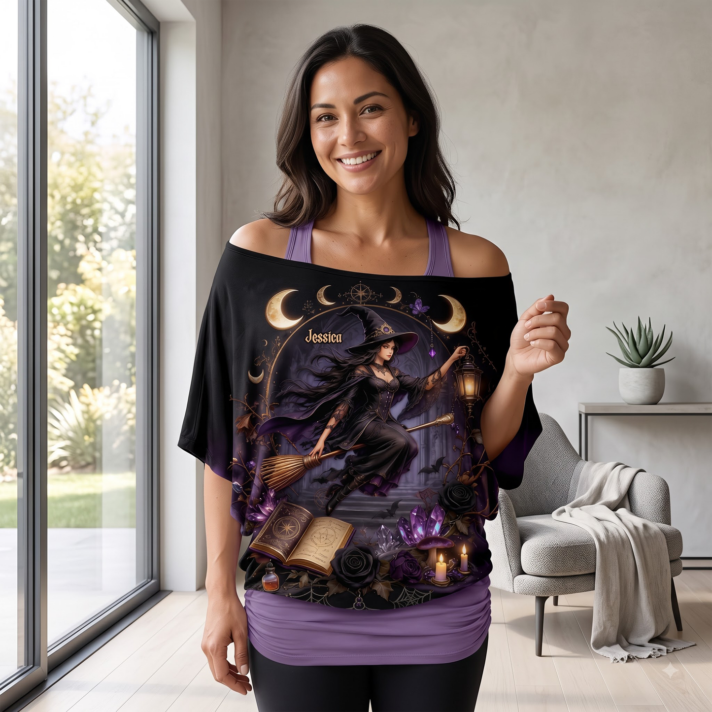 Magic Witch - Personalized Witch Off-Shoulder Top Set