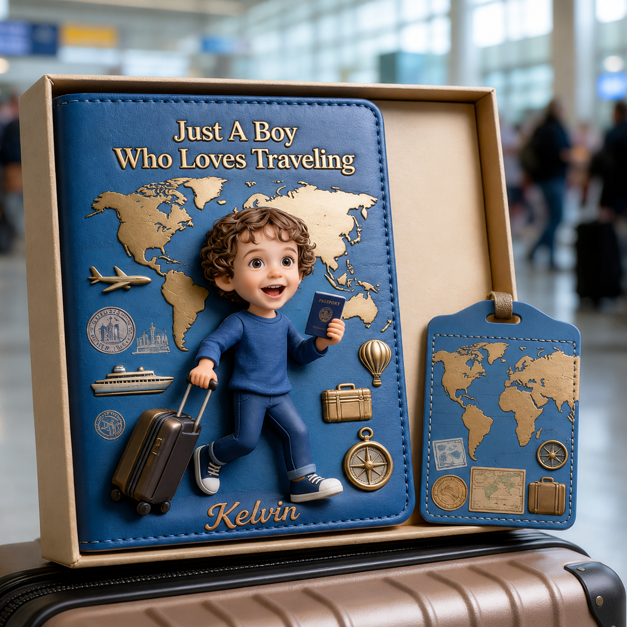 Just A Girl Boy Who Loves Traveling - Personalized Travelling Passport Holder & Luggage Tag Set