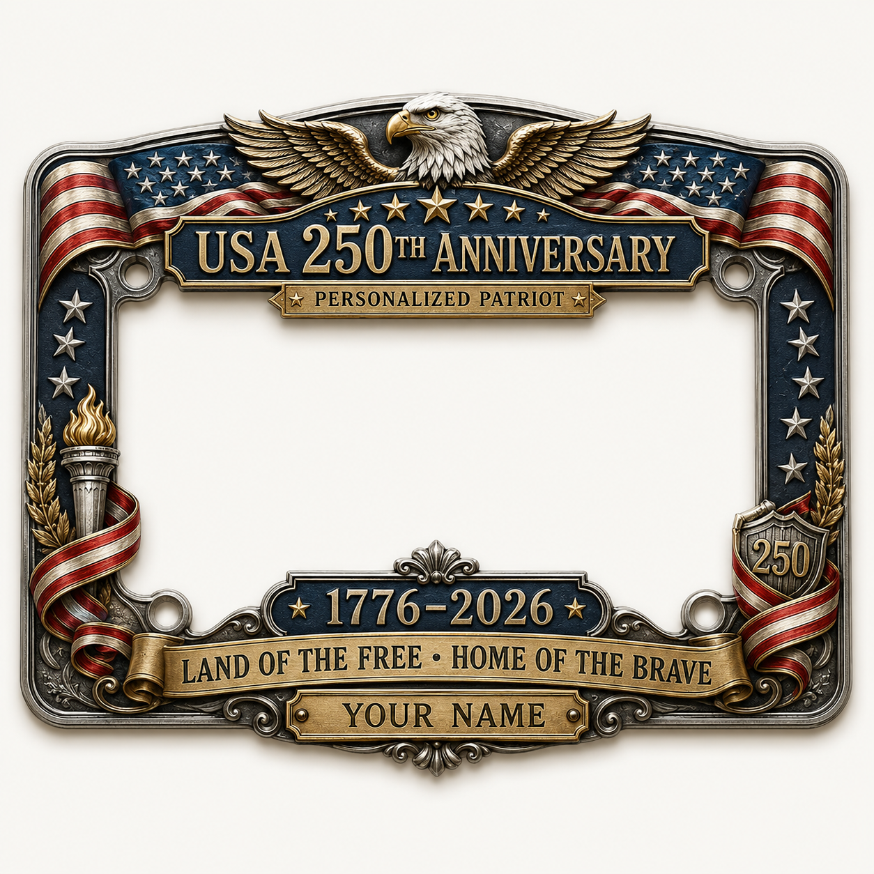 USA 250th Anniversary Personalized Patriot License Plate Frame