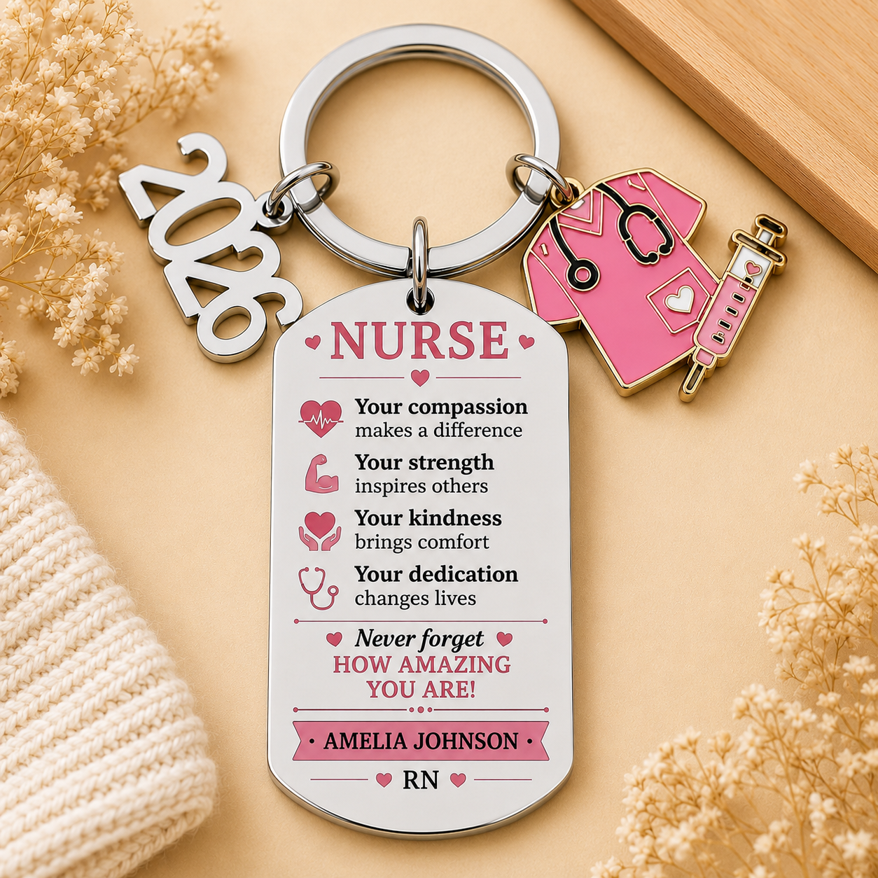 Personalized Nurse Appreciation Keychain – Custom Name RN Gift for Nurses, Nursing Graduates & Healthcare Heroes