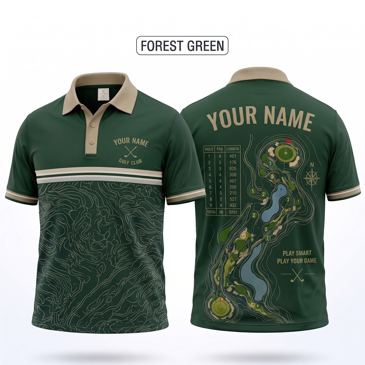 Personalized Golf Course Layout Polo Shirt – Designed for Golf Enthusiasts