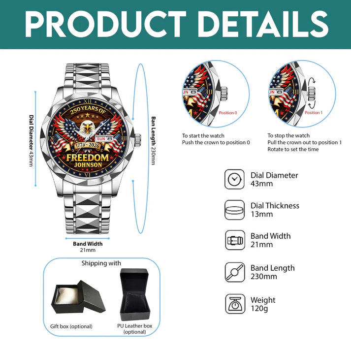 Personalized United State 250th Anniversary Alloy Luxury Quartz Watch