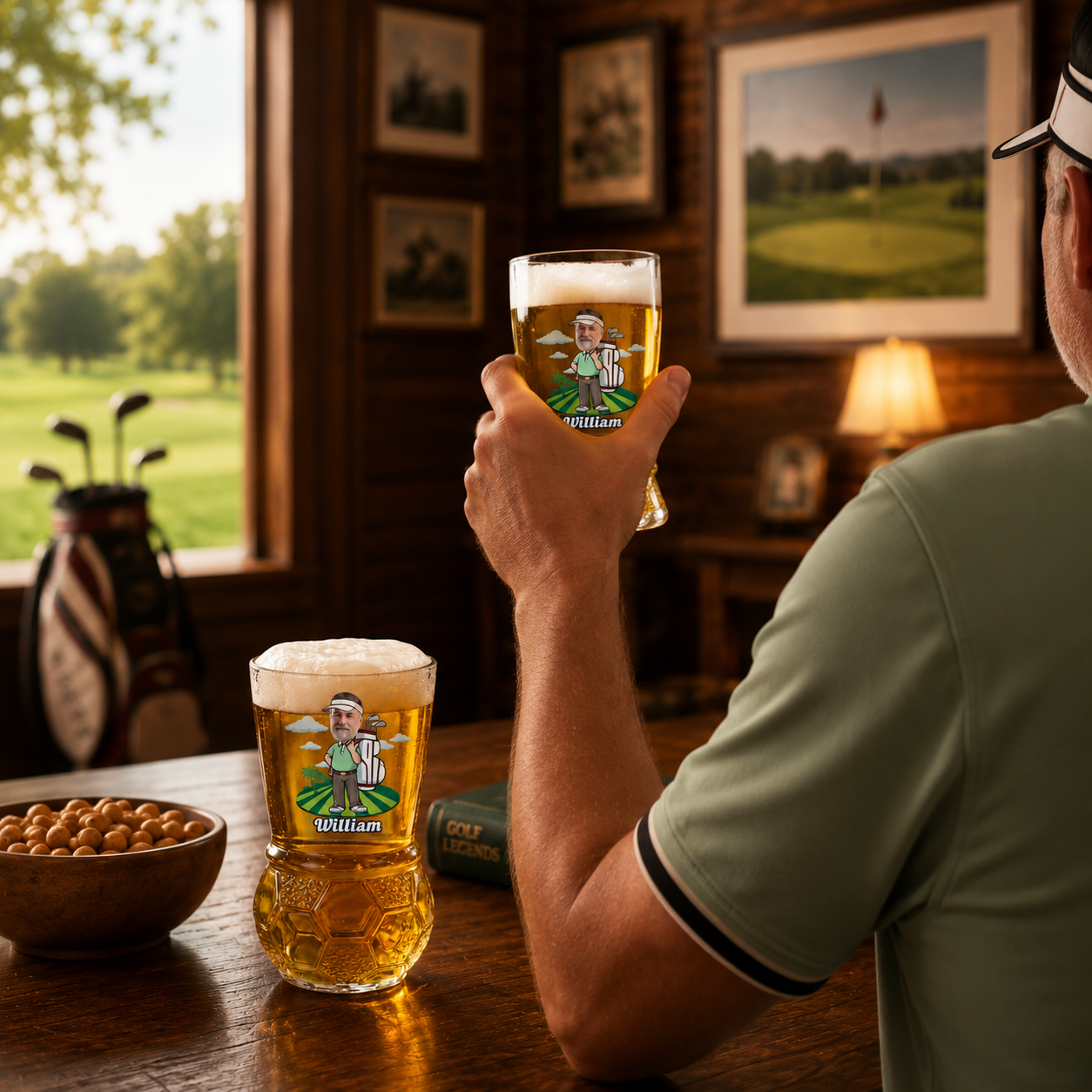 Personalized Golf Lover Beer Glass – Custom Photo Funny Golf Gift