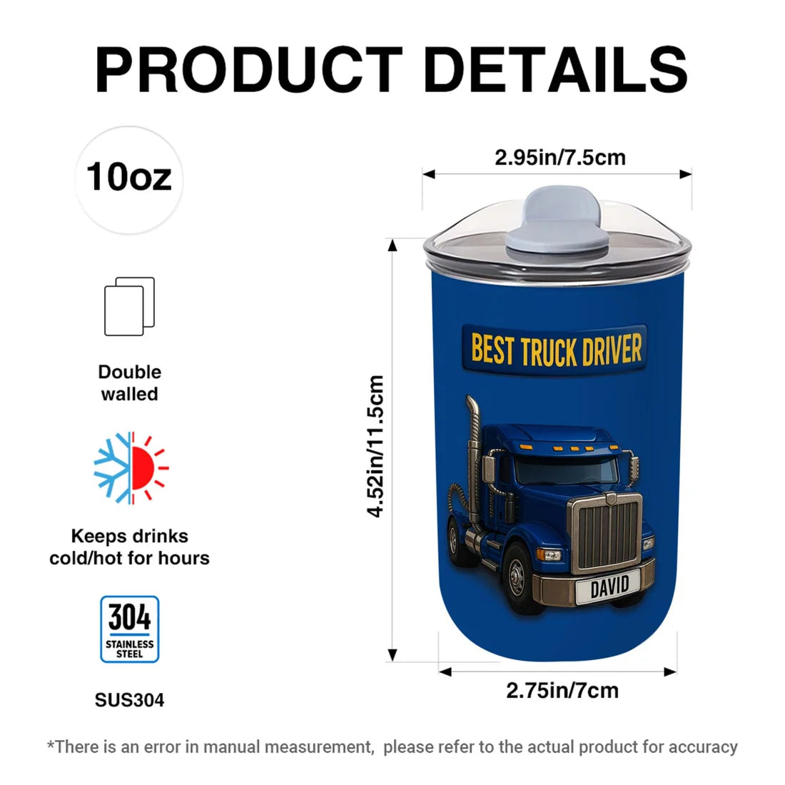 Personalized Best Truck Driver Tumbler with Custom Name – Semi Truck Travel Cup, Gift for Trucker Dad, Husband & Professional Driver
