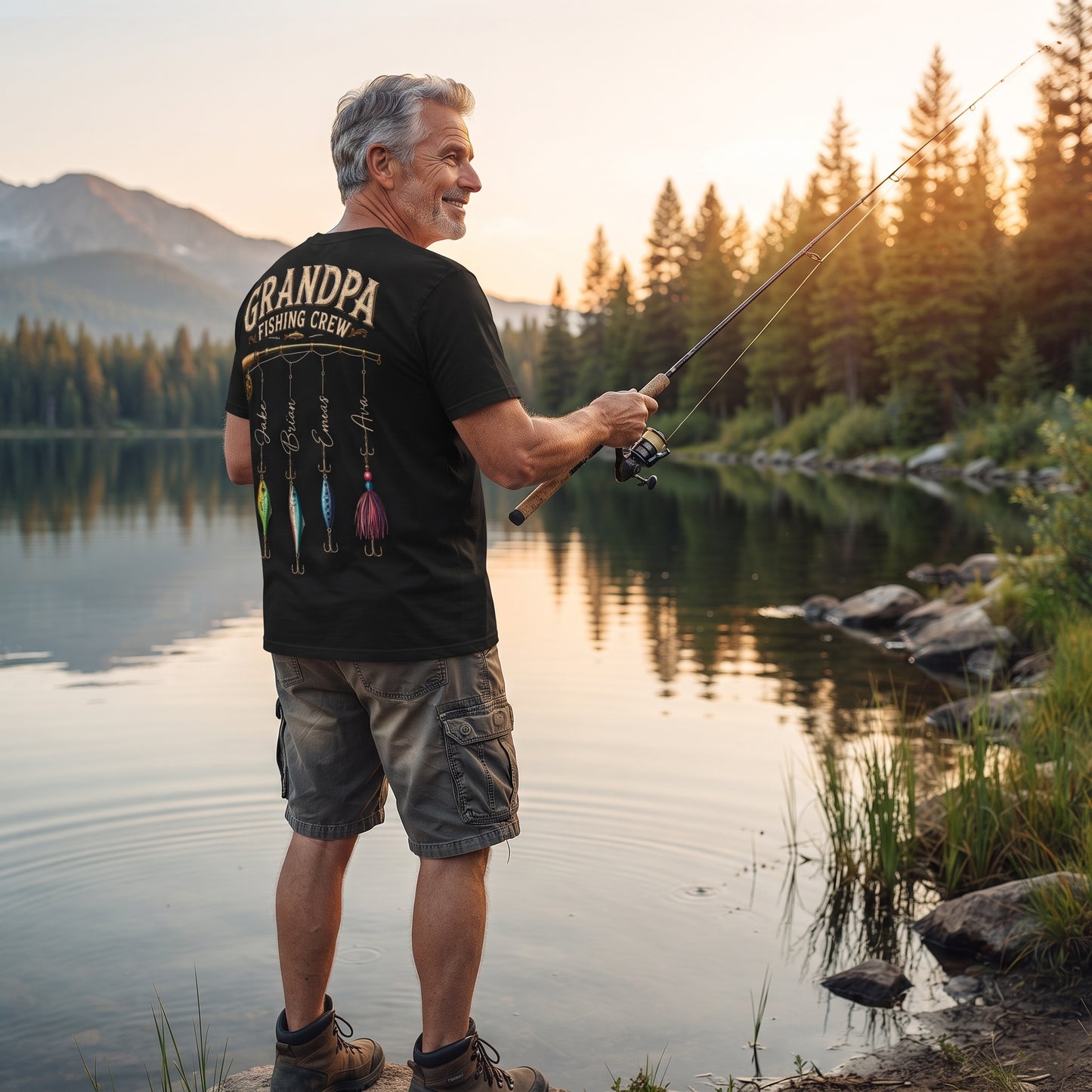 Grandpa Fishing Crew Shirt - Personalized Shirt