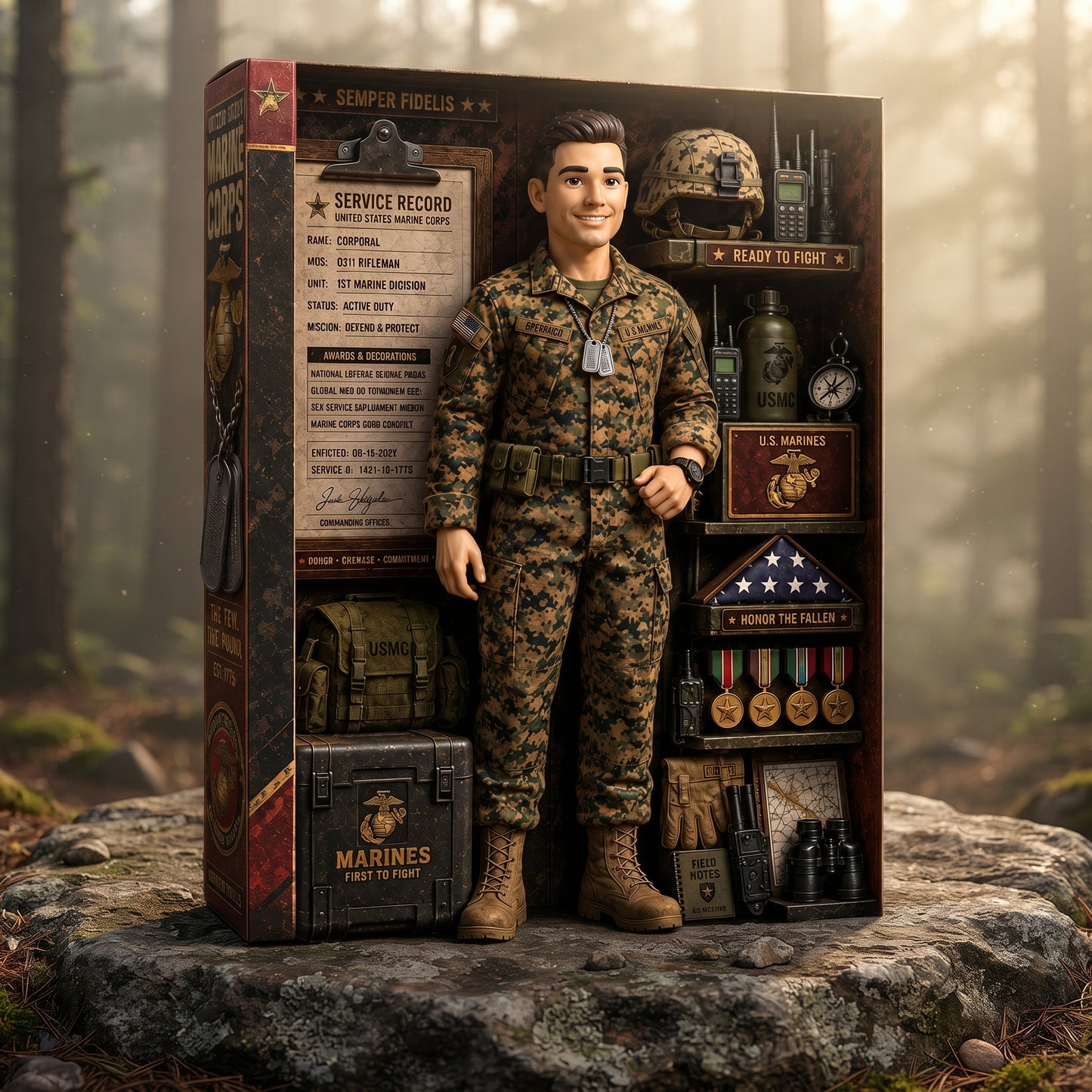 Personalized Military Branch Acrylic Display Box – Custom Photo U.S. Army, Navy, Marine Corps, Air Force, Space Force & Coast Guard Keepsake Gift