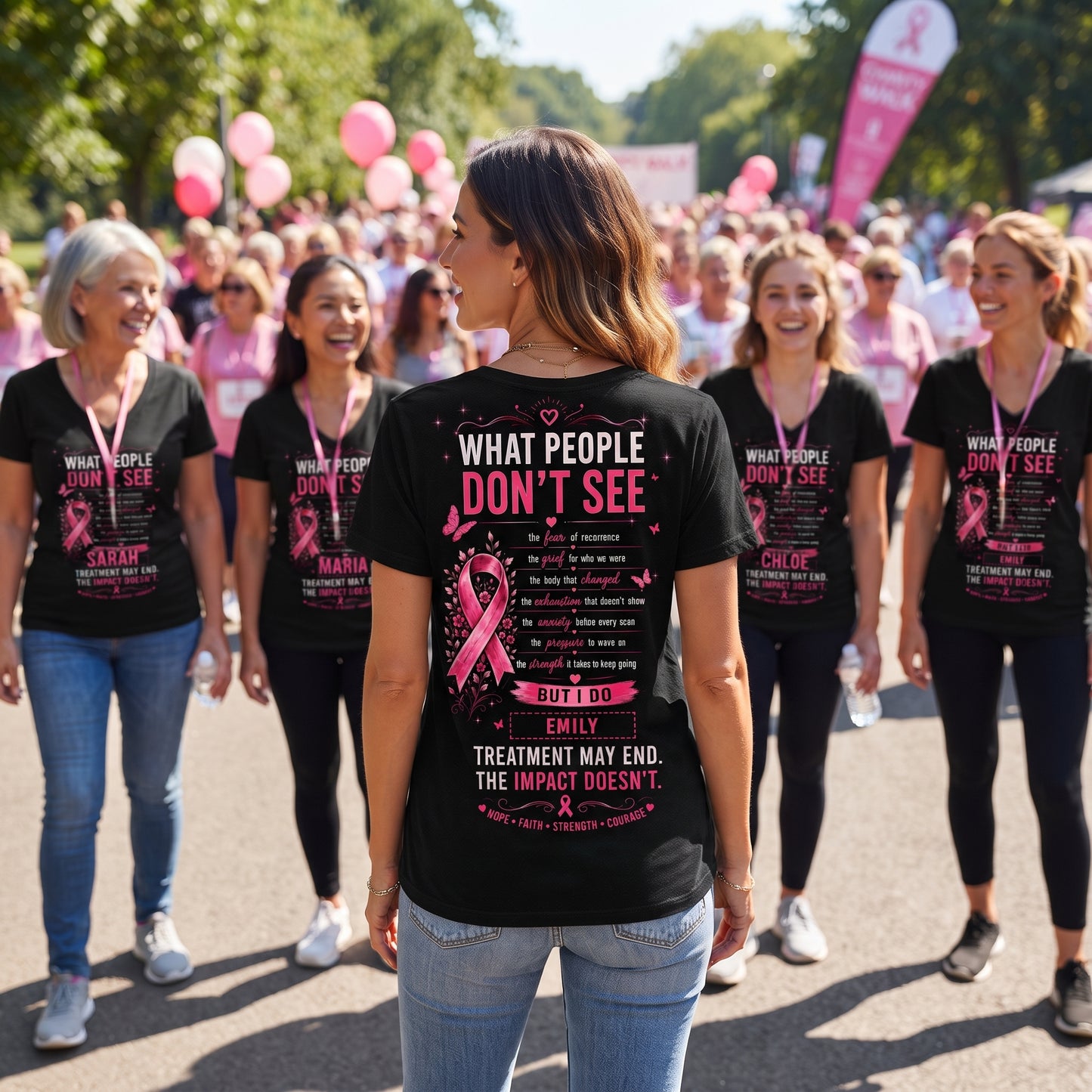 Women's Casual Breast Cancer Awareness Print Top