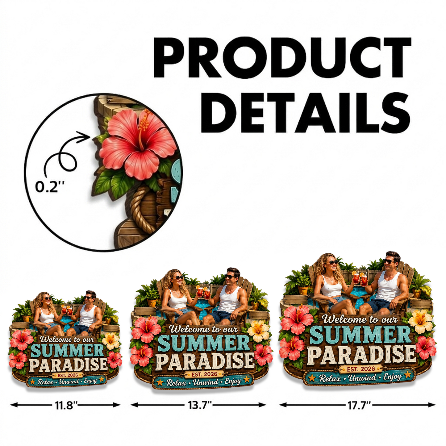 Summer Vibe Welcome To Our Poolside Paradise - Personalized Wood Sign - Gift For Couple, Summer Porch, Patio, Bar Decoration