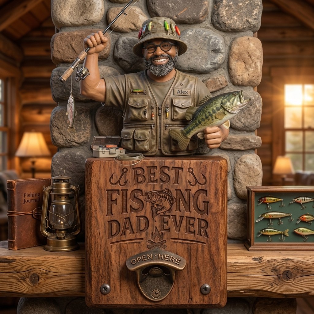 Best Fishing Dad Ever- Personalized Fishing Dad Wall Bottle Opener