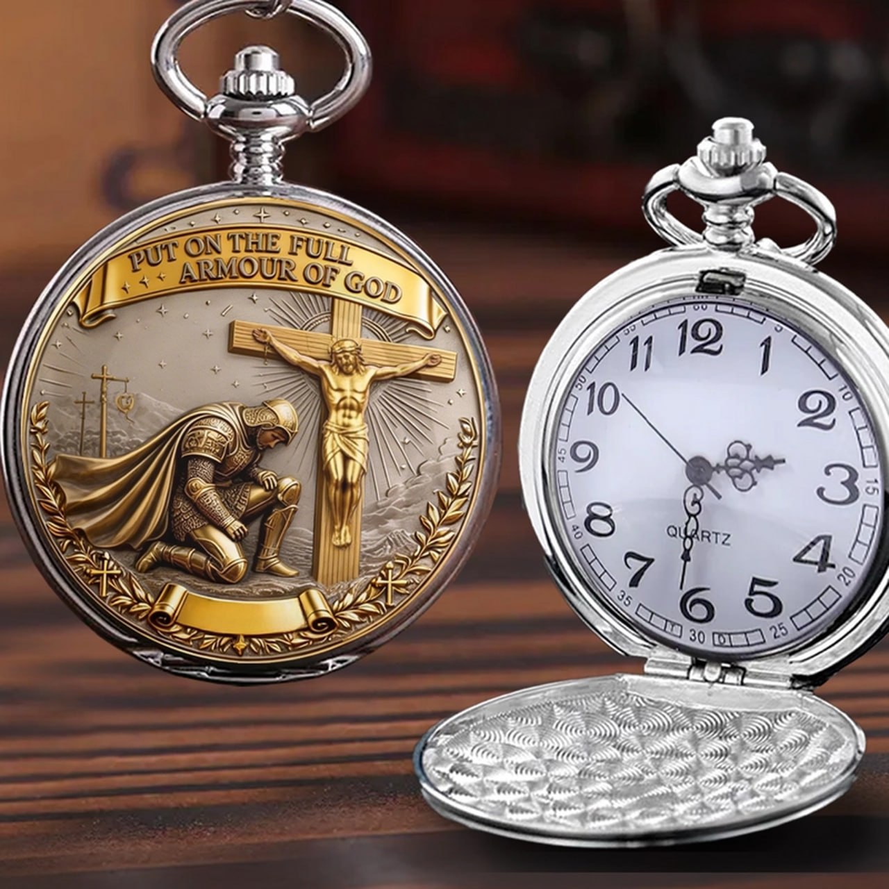 Put On The Full Amour Of God - Personalized Christian Pocket Watch