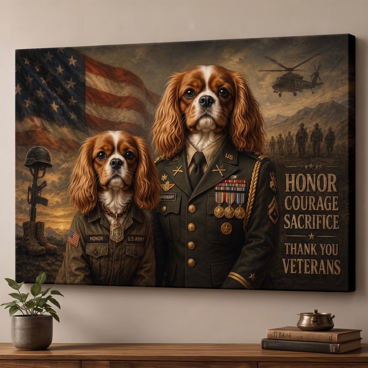 Personalized Veteran Dog Canvas Wall Art