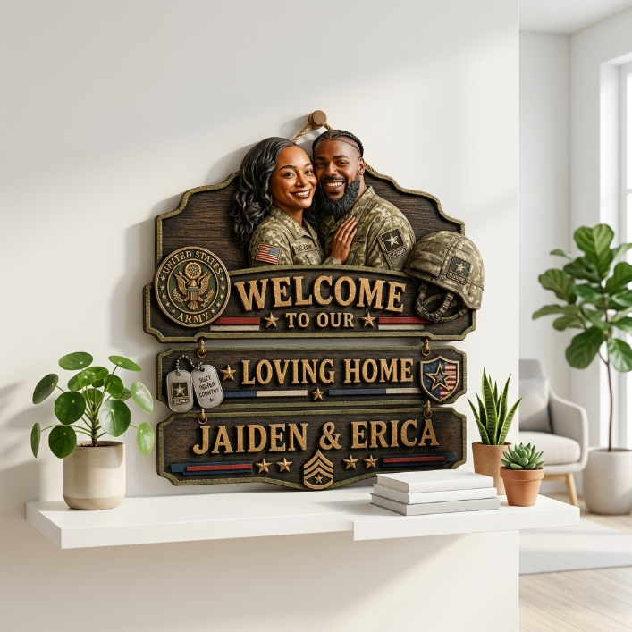 Personalized U.S. Army Pallet Wood Sign – Custom Military Couple Welcome Home Decor