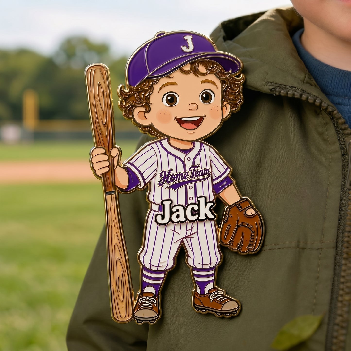 Personalized Baseball Player 3D Embossed Enamel Pin – Custom Name & Photo Baseball Gift for Players, Kids, Coaches & Fans