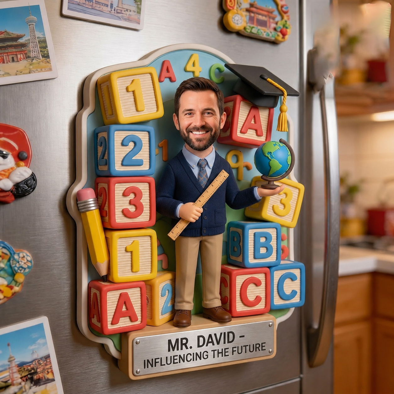 Personalized Teacher Fridge Magnet With Custom Name - Back To School Gift For Teachers