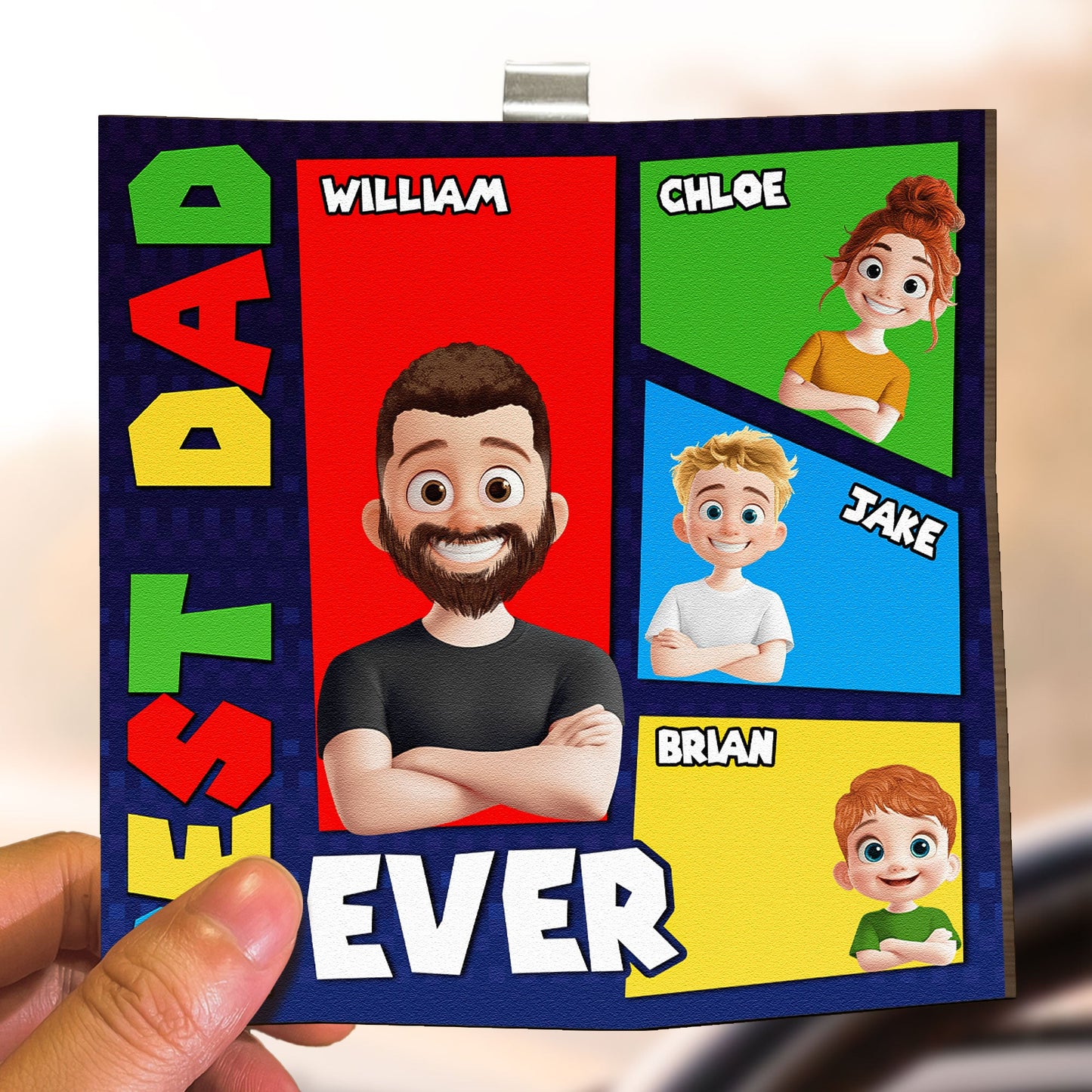 Best Dad Ever Arcade Theme - Personalized Car Visor Clip