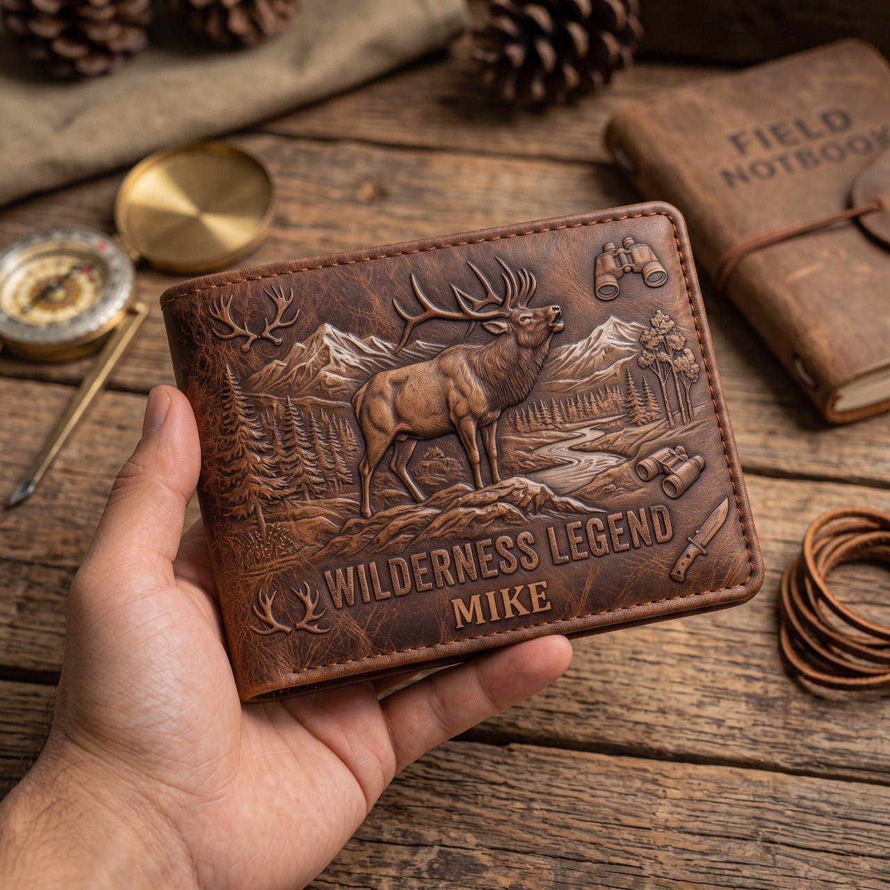 Legend Of The Wilderness - Personalized Hunter Leather Wallet