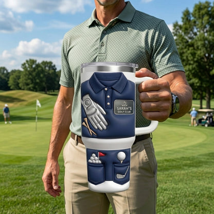 Capture The Spirit Of Golfing, Polo Shirt & Glove, 40oz Tumbler With Handle, Personalized Gift For Golfers And Golf Lovers