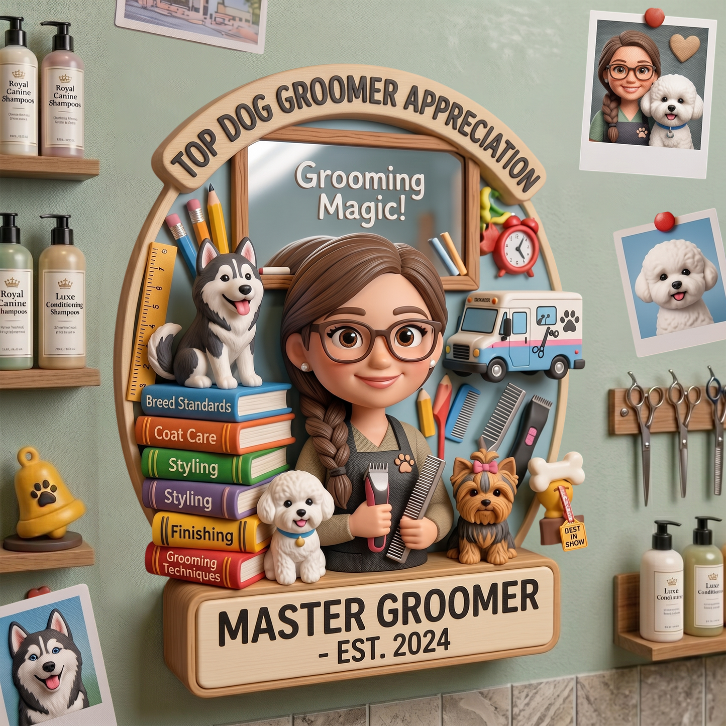 Personalized Dog Groomer Fridge Magnet With Custom Name – Dog Groomer Appreciation Gift