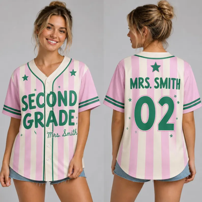 Personalized Teacher Baseball Jersey, Custom Name & Number Baseball Shirt, Back to School Teacher Gift