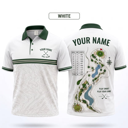 Personalized Golf Course Layout Polo Shirt – Designed for Golf Enthusiasts