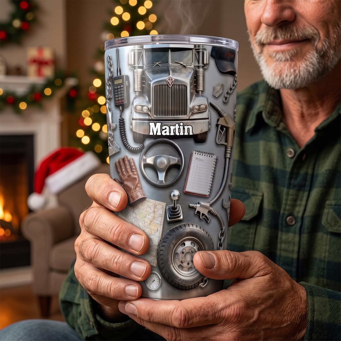 Personalized Truck & Tools Stainless Steel Tumbler 20oz – Custom Gift for Truck Drivers, Mechanics & Truck Enthusiasts