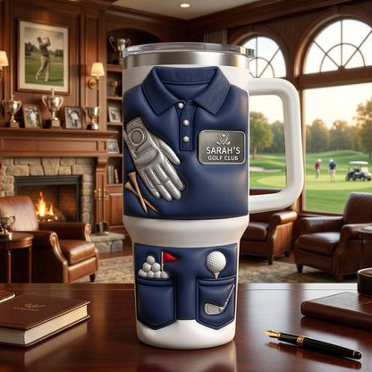 Capture The Spirit Of Golfing, Polo Shirt & Glove, 40oz Tumbler With Handle, Personalized Gift For Golfers And Golf Lovers