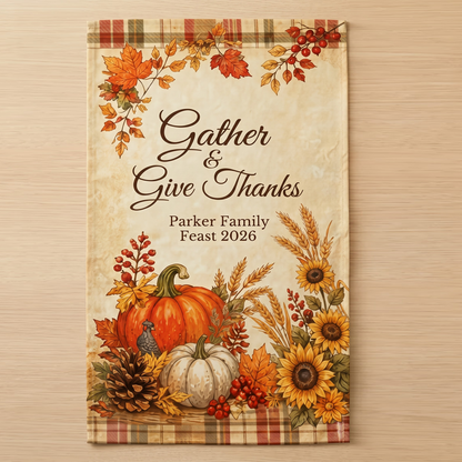 Personalized Thanksgiving Chair Cover – Custom Family Name & Blessing Dining Chair Slipcover, Fall Harvest Home Decor