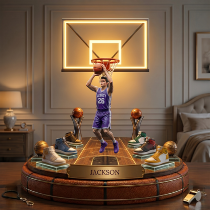 Custom Photo Basketball Acrylic LED Night Light – Custom Photo Basketball Player Keepsake Gift