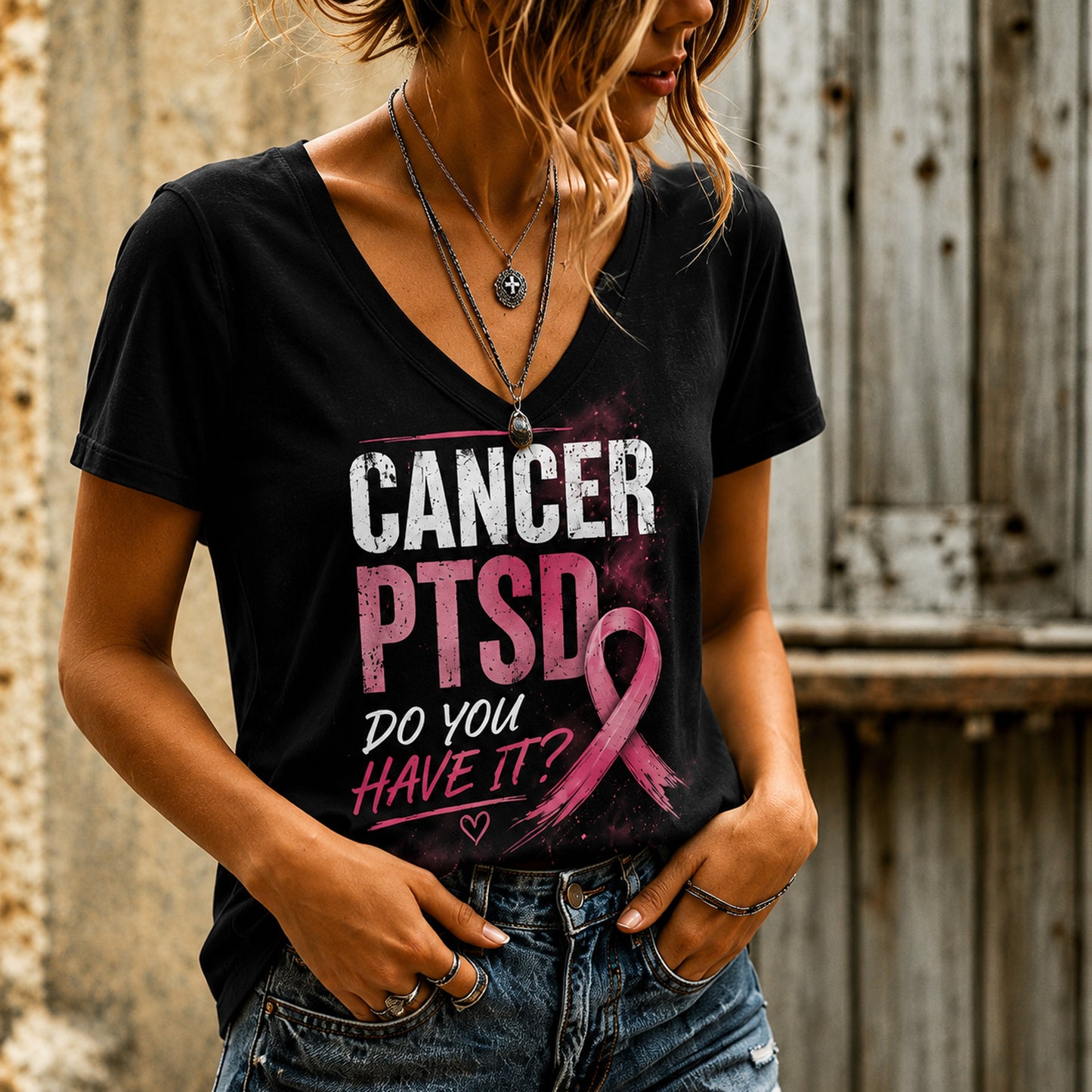 Women's Casual Breast Cancer Awareness Print Top