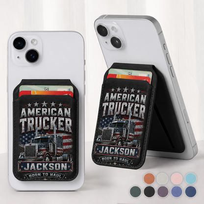 Personalized Colorful Name Shadow MagSafe Wallet – Custom Slim Leather Card Holder for iPhone