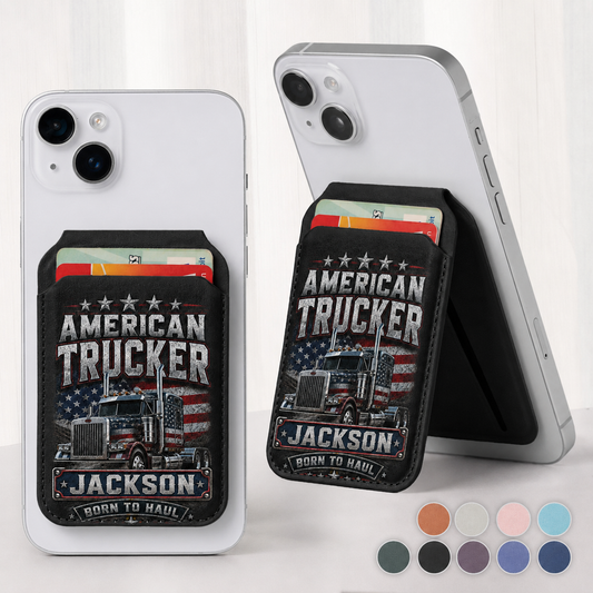 Personalized Colorful Name Shadow MagSafe Wallet – Custom Slim Leather Card Holder for iPhone