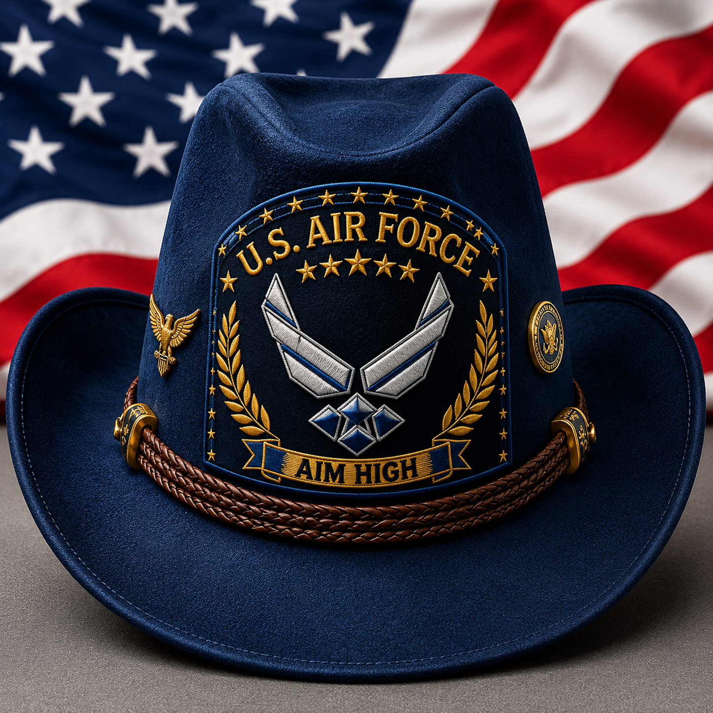 Personalized U.S. Military Veteran Suede Cowboy Hat – Custom Rank, Name & Years of Service