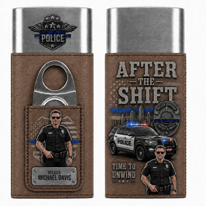 Personalized Police Officer Leather Travel Case With Custom Photo – Serve & Protect Gift For Him