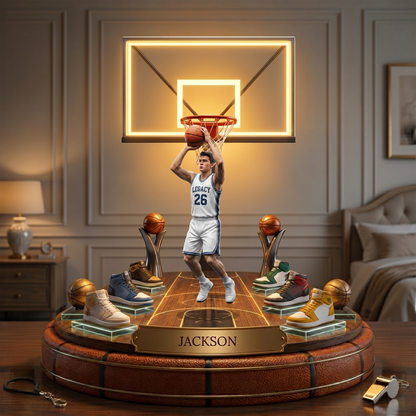 Custom Photo Basketball Acrylic LED Night Light – Custom Photo Basketball Player Keepsake Gift