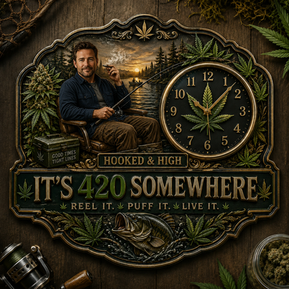 Any Photo It's 420 Here - Personalized Fishing Acrylic Wall Clock