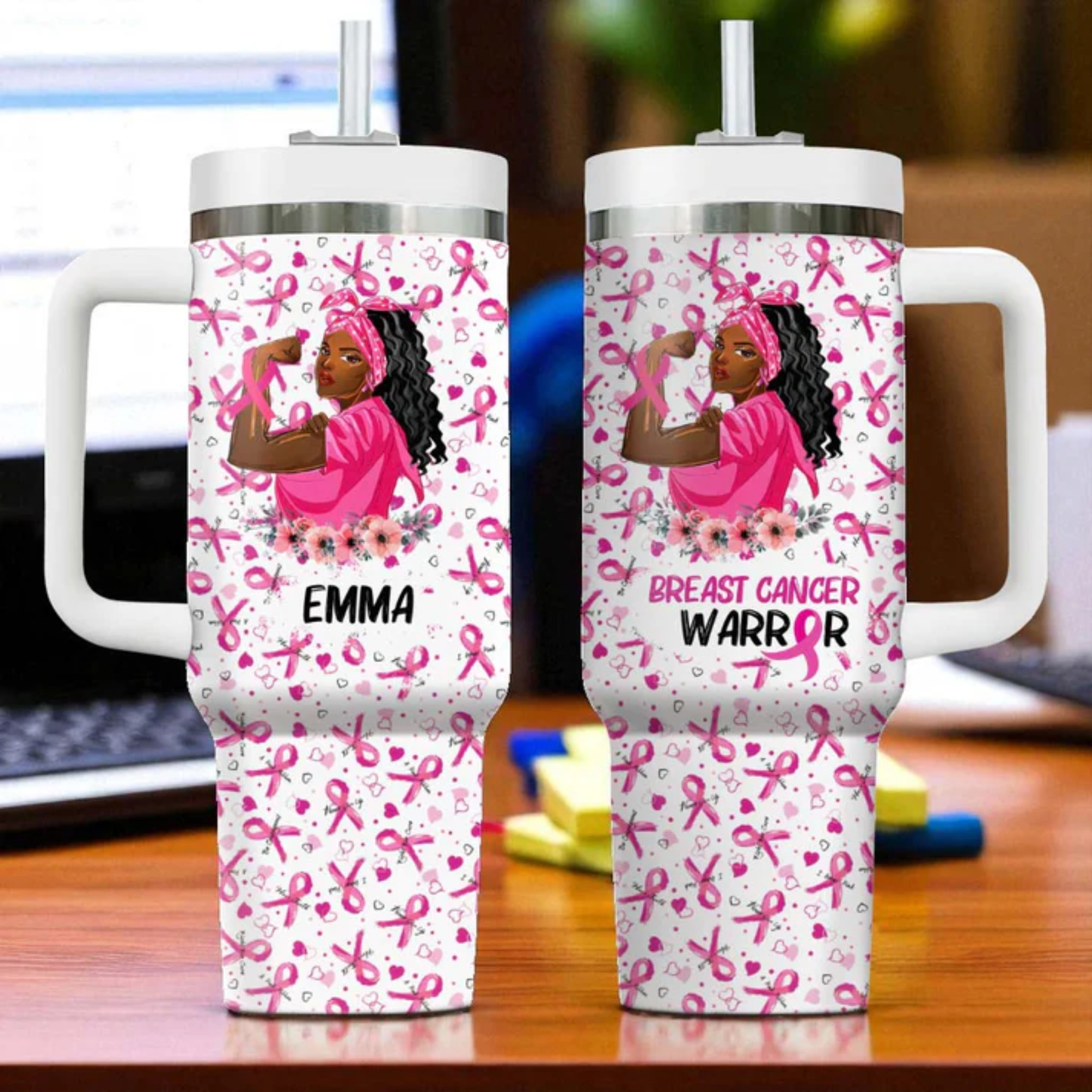 Breast Cancer Awareness Tumbler - Personalized Gift For Mom