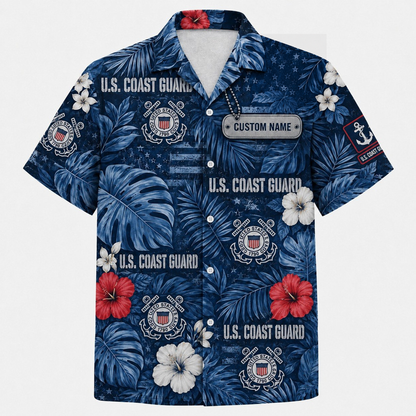 Personalized U.S. Military Branch Hawaiian Shirt – Custom Name Army, Navy, Air Force, Marine Corps & Coast Guard Aloha Shirt