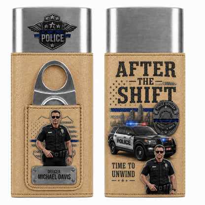 Personalized Police Officer Leather Travel Case With Custom Photo – Serve & Protect Gift For Him