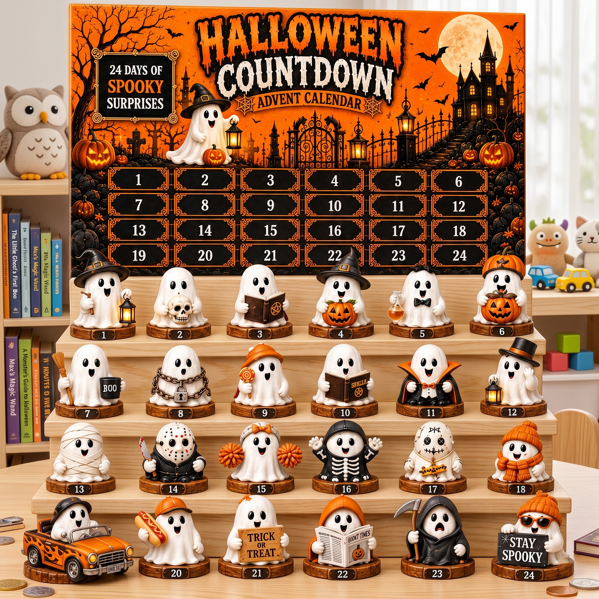 Halloween Advent Calendar 2026, 24 Days of Spooky Ghost Collectible Figures, Halloween Countdown Surprise Gift