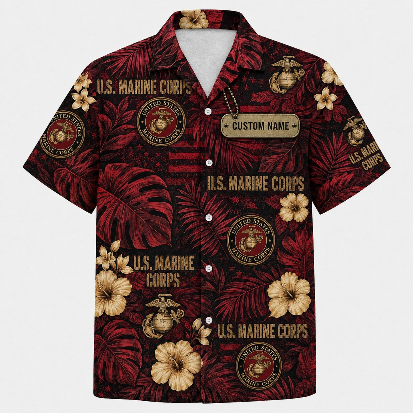 Personalized U.S. Military Branch Hawaiian Shirt – Custom Name Army, Navy, Air Force, Marine Corps & Coast Guard Aloha Shirt