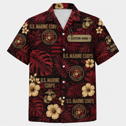 Personalized U.S. Military Branch Hawaiian Shirt – Custom Name Army, Navy, Air Force, Marine Corps & Coast Guard Aloha Shirt