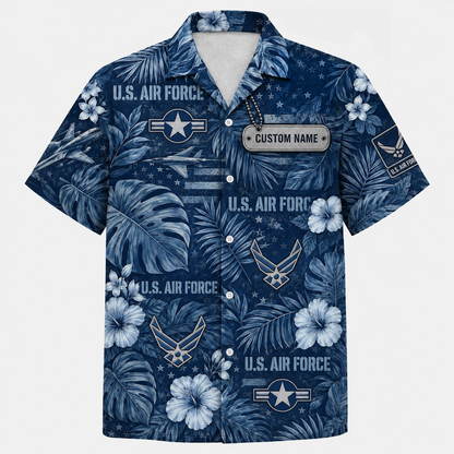 Personalized U.S. Military Branch Hawaiian Shirt – Custom Name Army, Navy, Air Force, Marine Corps & Coast Guard Aloha Shirt