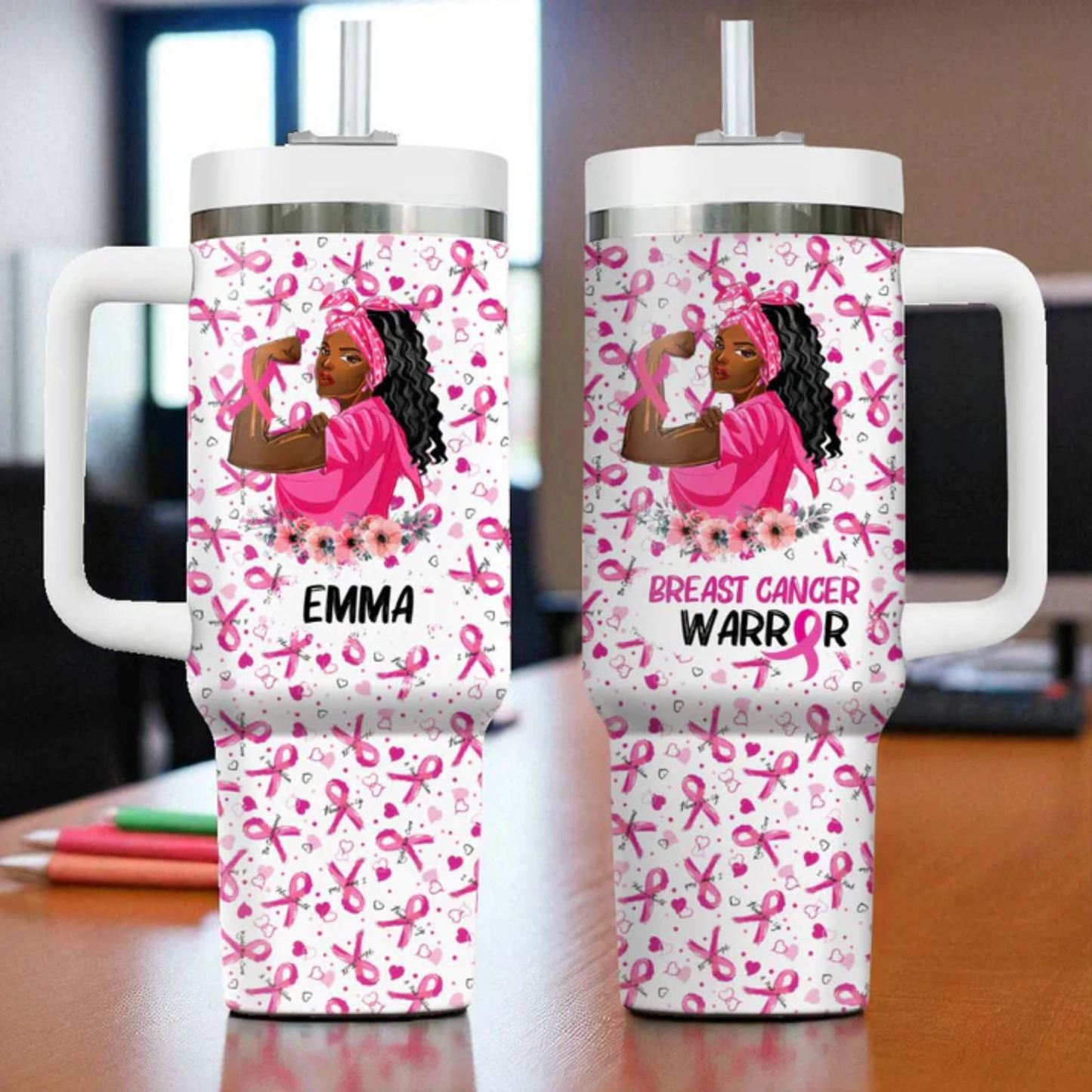 Breast Cancer Awareness Tumbler - Personalized Gift For Mom