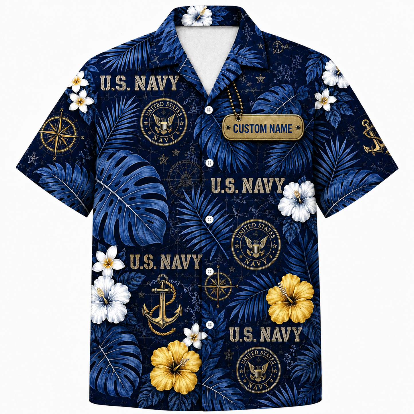 Personalized U.S. Military Branch Hawaiian Shirt – Custom Name Army, Navy, Air Force, Marine Corps & Coast Guard Aloha Shirt