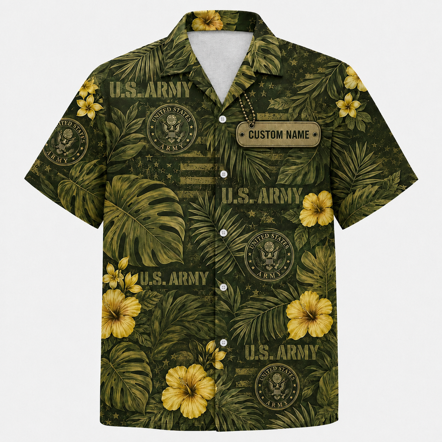 Personalized U.S. Military Branch Hawaiian Shirt – Custom Name Army, Navy, Air Force, Marine Corps & Coast Guard Aloha Shirt