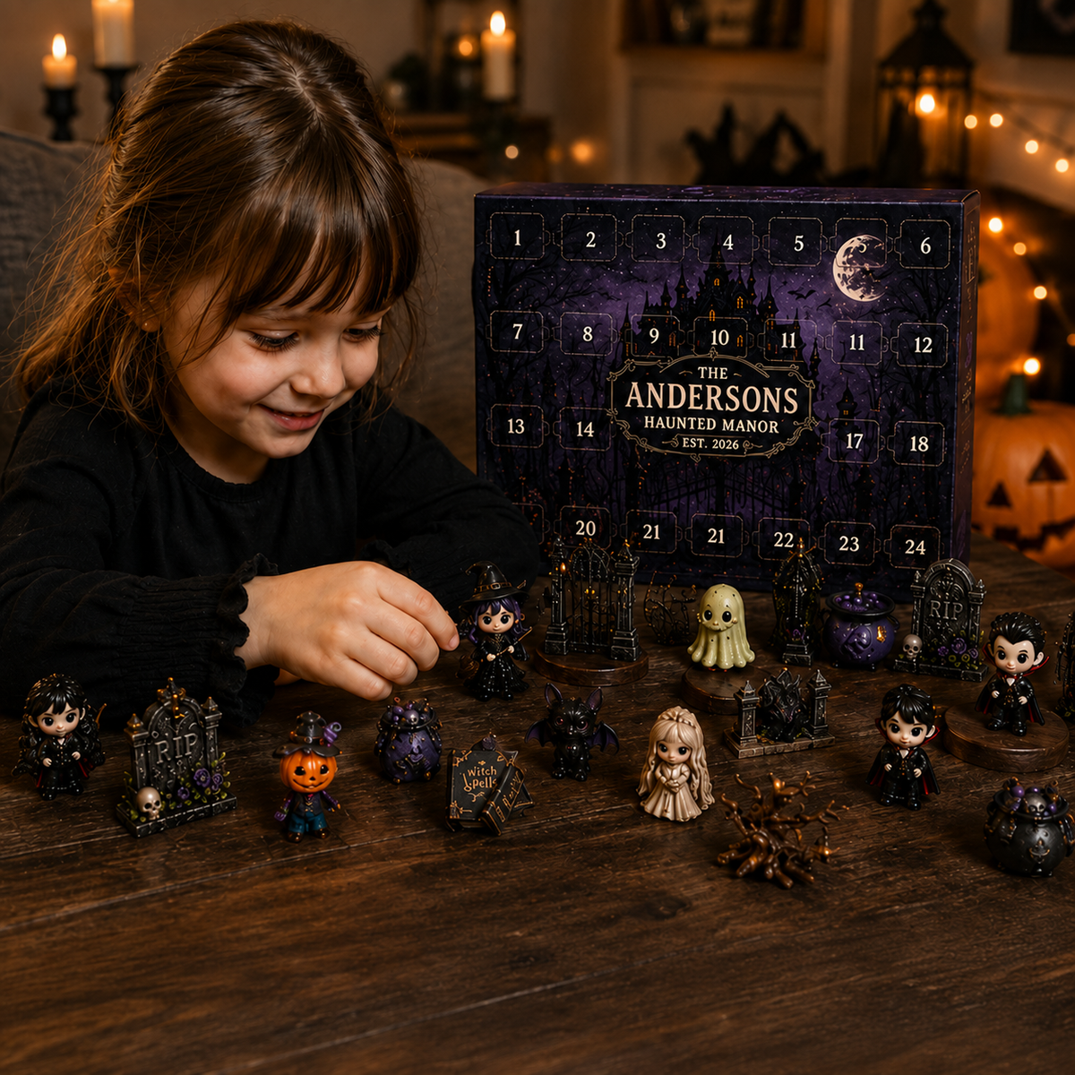 Halloween 2026 Surprise Countdown Calendar – 24-Day Spooky Acrylic Miniature Advent Box, Haunted Manor Halloween Gift